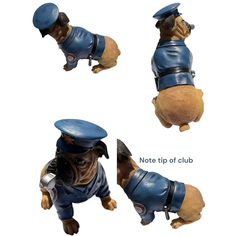Police Officer Pug Pugnacious Dog Figurine Cop Policeman Gift Collectibles